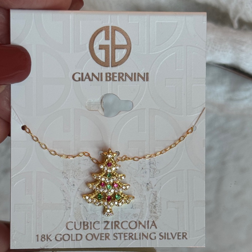 Giani Bernini CZ 18k Gold over Sterling Christmas Tree Necklace!  Retail $85